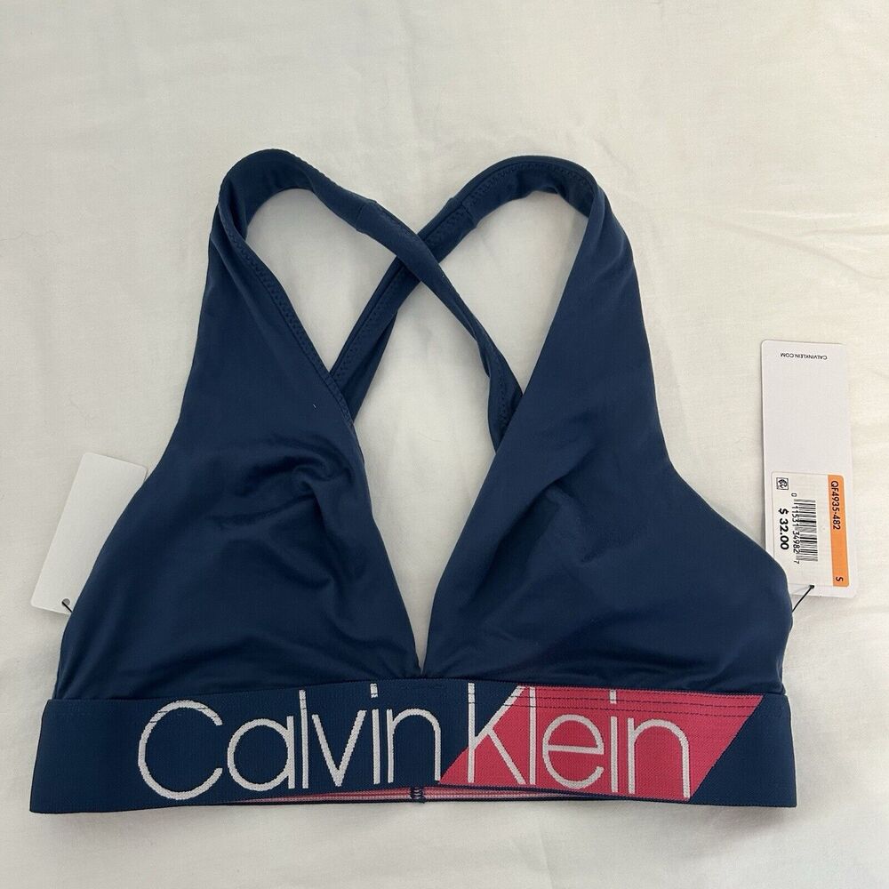 New Calvin Klein‎ Unlined Bralette Size Small Bold Accents QF4935-482 NWT